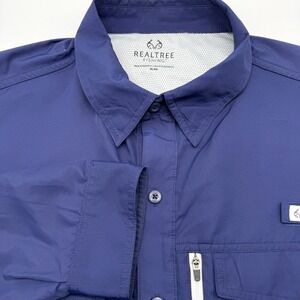 Realtree Fishing Shirt Mens XL Blue Long Sleeve Vented Performance Utility